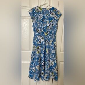 Talbots Blue and White Floral Midi Dress